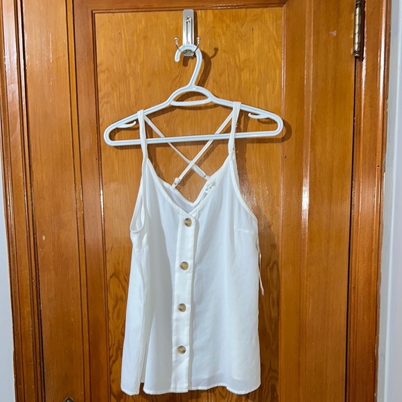 FSL  t apparel White Button-Down Strappy Topsz medium. - Picture 2 of 4